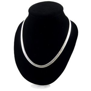 Unisex 925 Sterling Silver Stamp 6MM Flat Snake Herringbone Chain Necklace - 20"